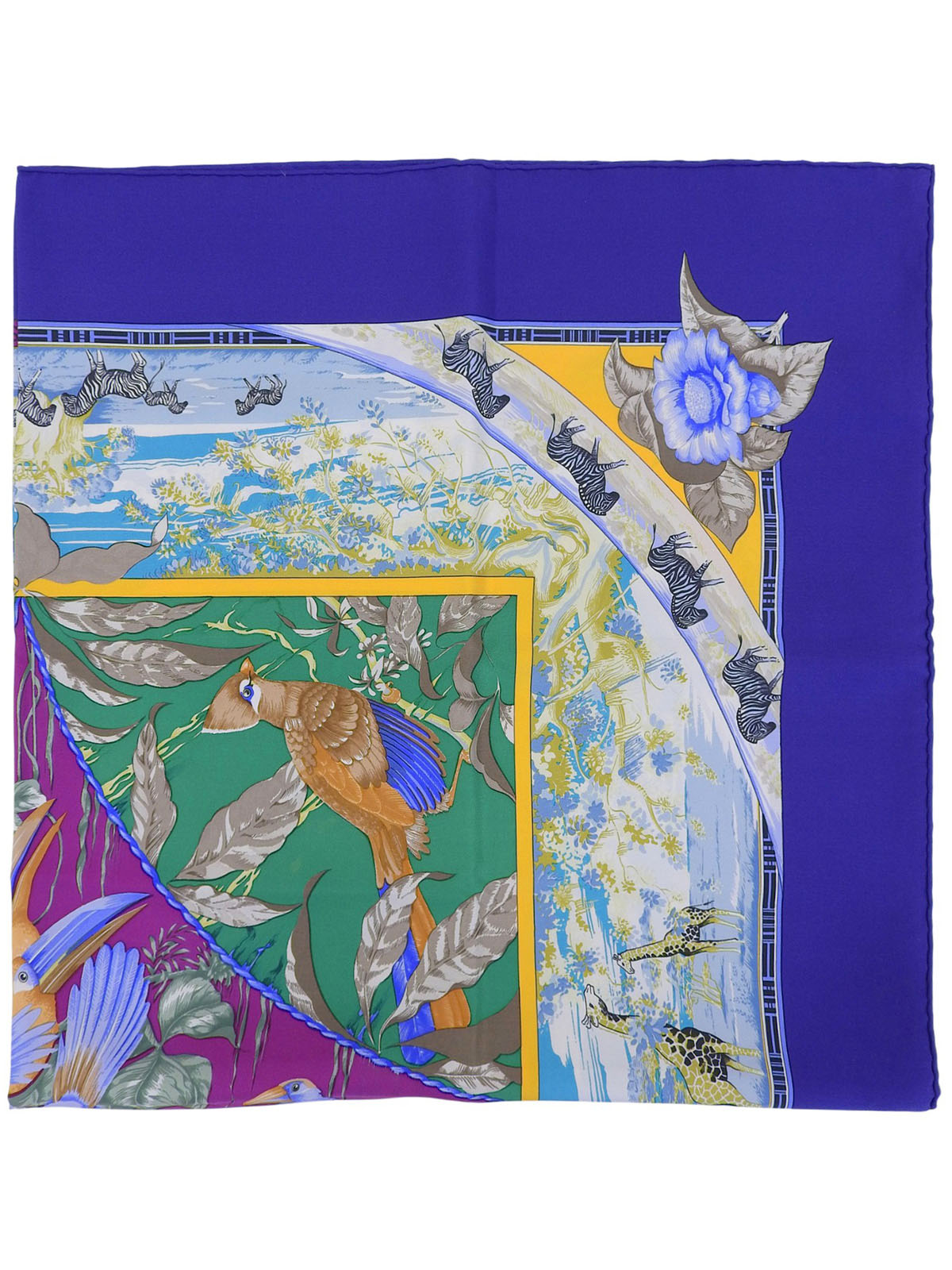 Carré 90 Tropiques 图案围巾 蓝色/多色