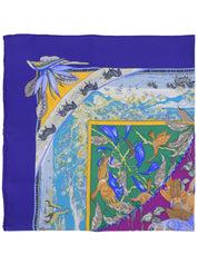 カレ90 Tropiquesパターンスカーフ ブルー/マルチ