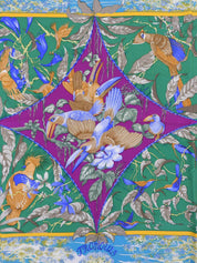 カレ90 Tropiquesパターンスカーフ ブルー/マルチ