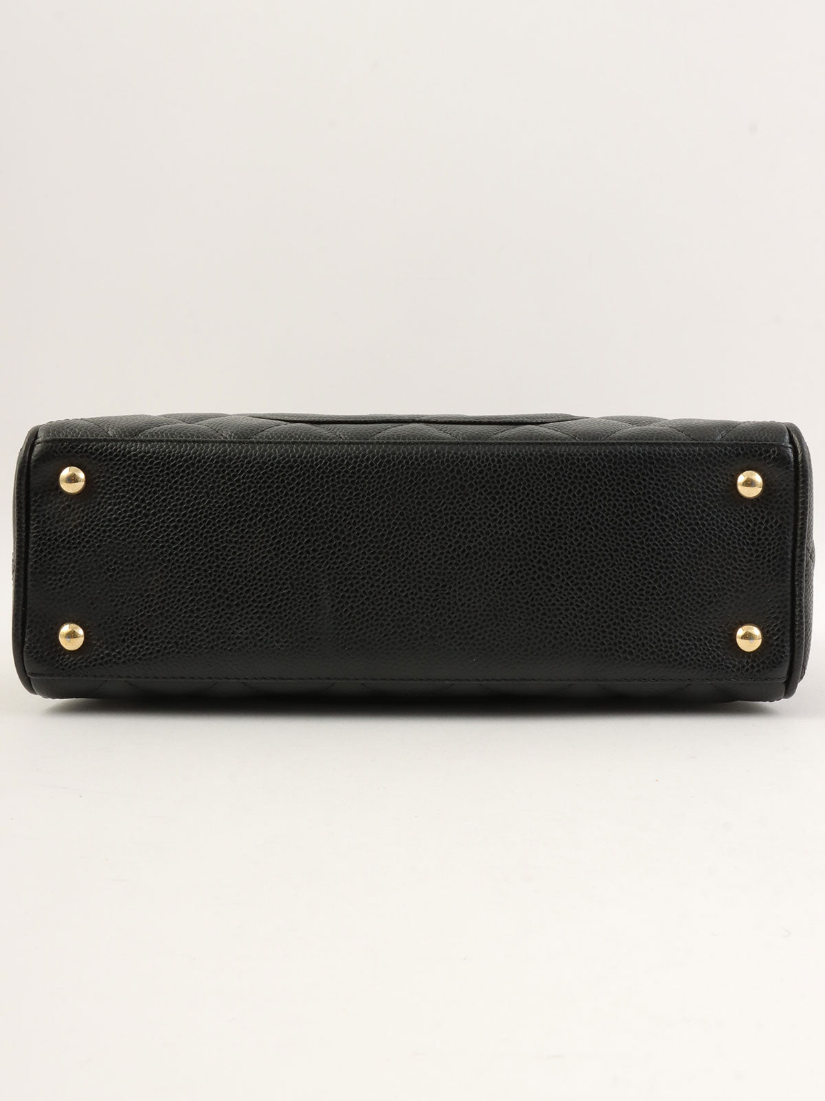 2003 Caviar Skin CC Mark Stitch Mini Boston Bag in Black