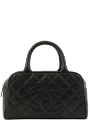 2003 Caviar Skin CC Mark Stitch Mini Boston Bag in Black