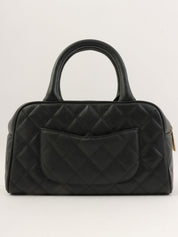 2003 Caviar Skin CC Mark Stitch Mini Boston Bag in Black