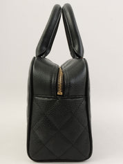 2003 Caviar Skin CC Mark Stitch Mini Boston Bag in Black