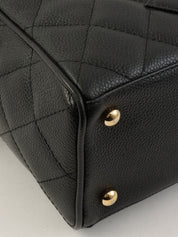 2003 Caviar Skin CC Mark Stitch Mini Boston Bag in Black