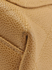 约2000年鱼子酱皮CC旋扣手提包，米色