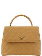 约2000年鱼子酱皮CC旋扣手提包，米色