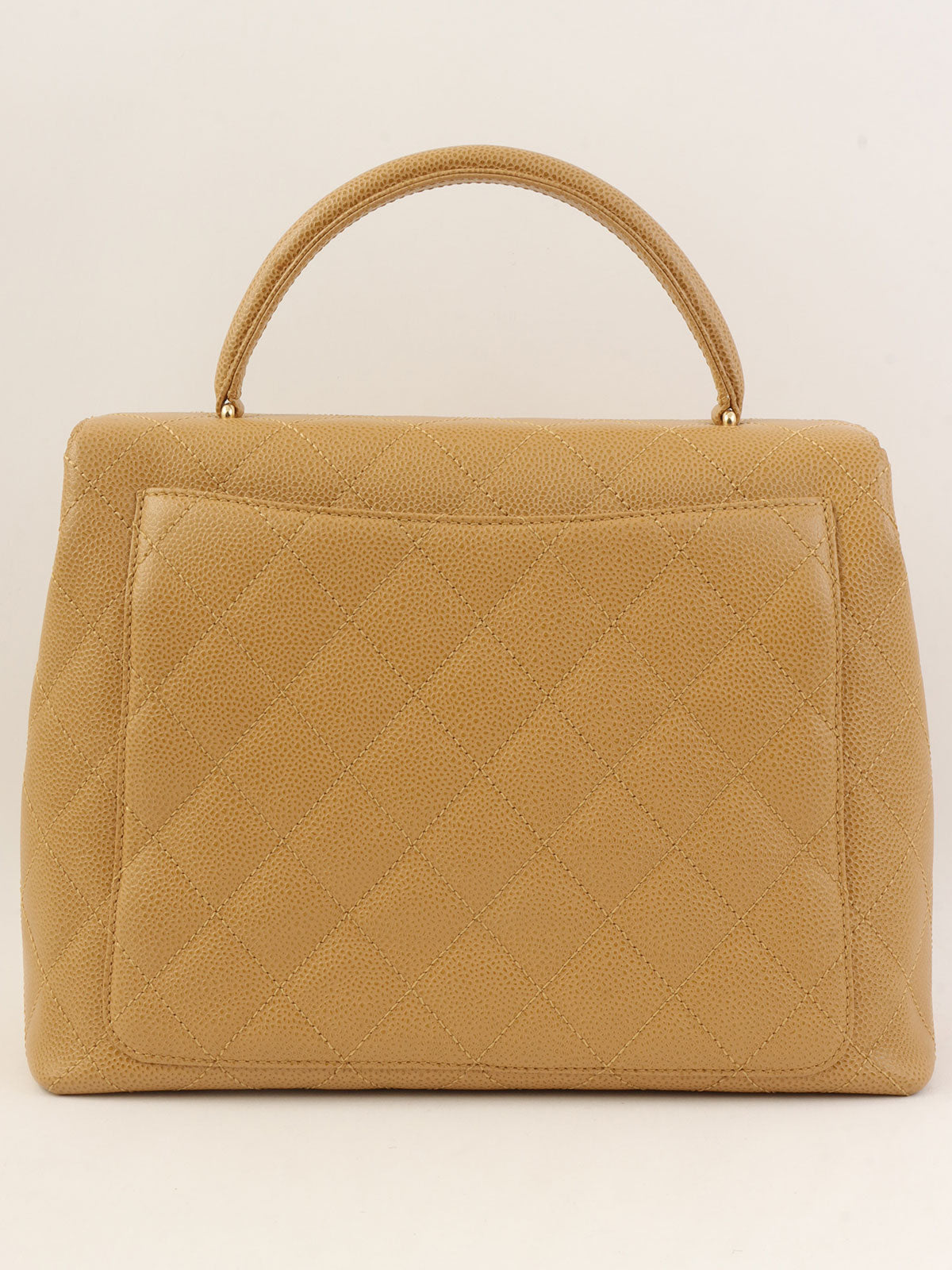 约2000年鱼子酱皮CC旋扣手提包，米色