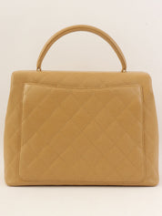 约2000年鱼子酱皮CC旋扣手提包，米色