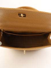 约2000年鱼子酱皮CC旋扣手提包，米色