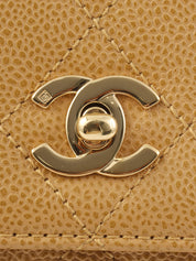 约2000年鱼子酱皮CC旋扣手提包，米色