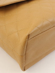 约2000年鱼子酱皮CC旋扣手提包，米色