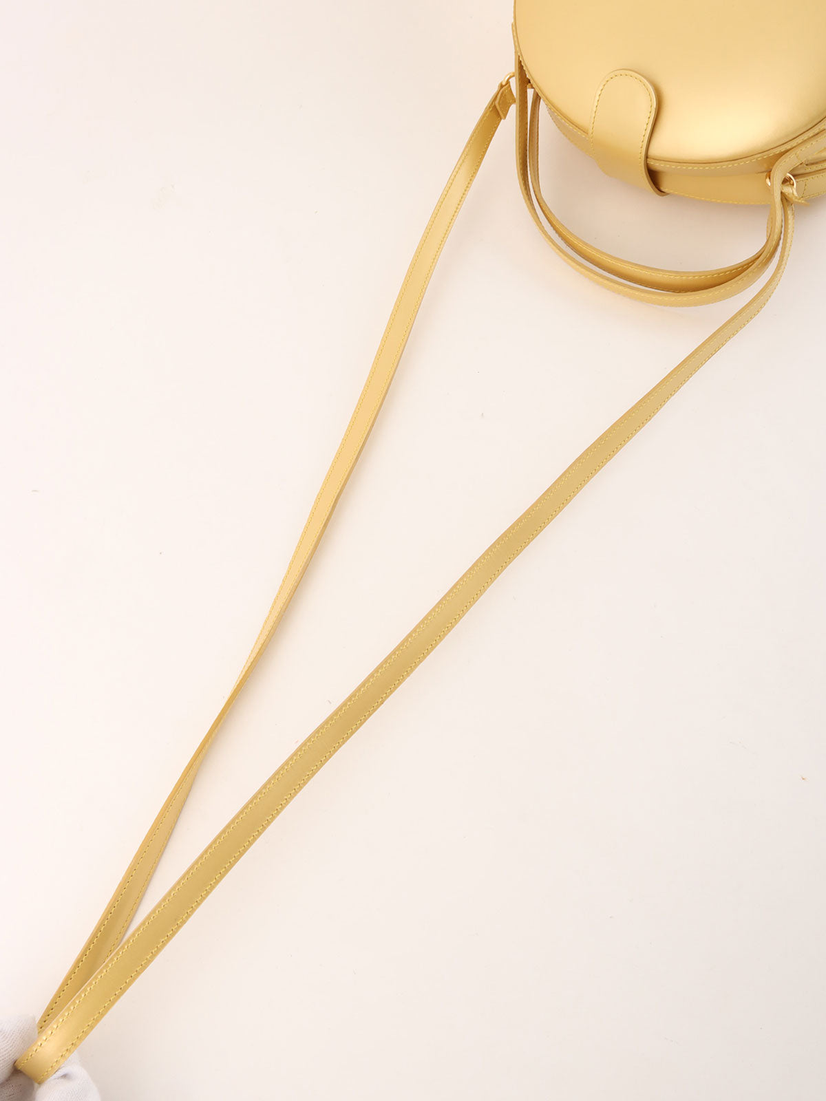 Round Anagram Embossed 2-Way Bag, Gold