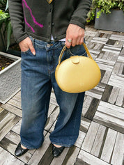 Round Anagram Embossed 2-Way Bag, Gold