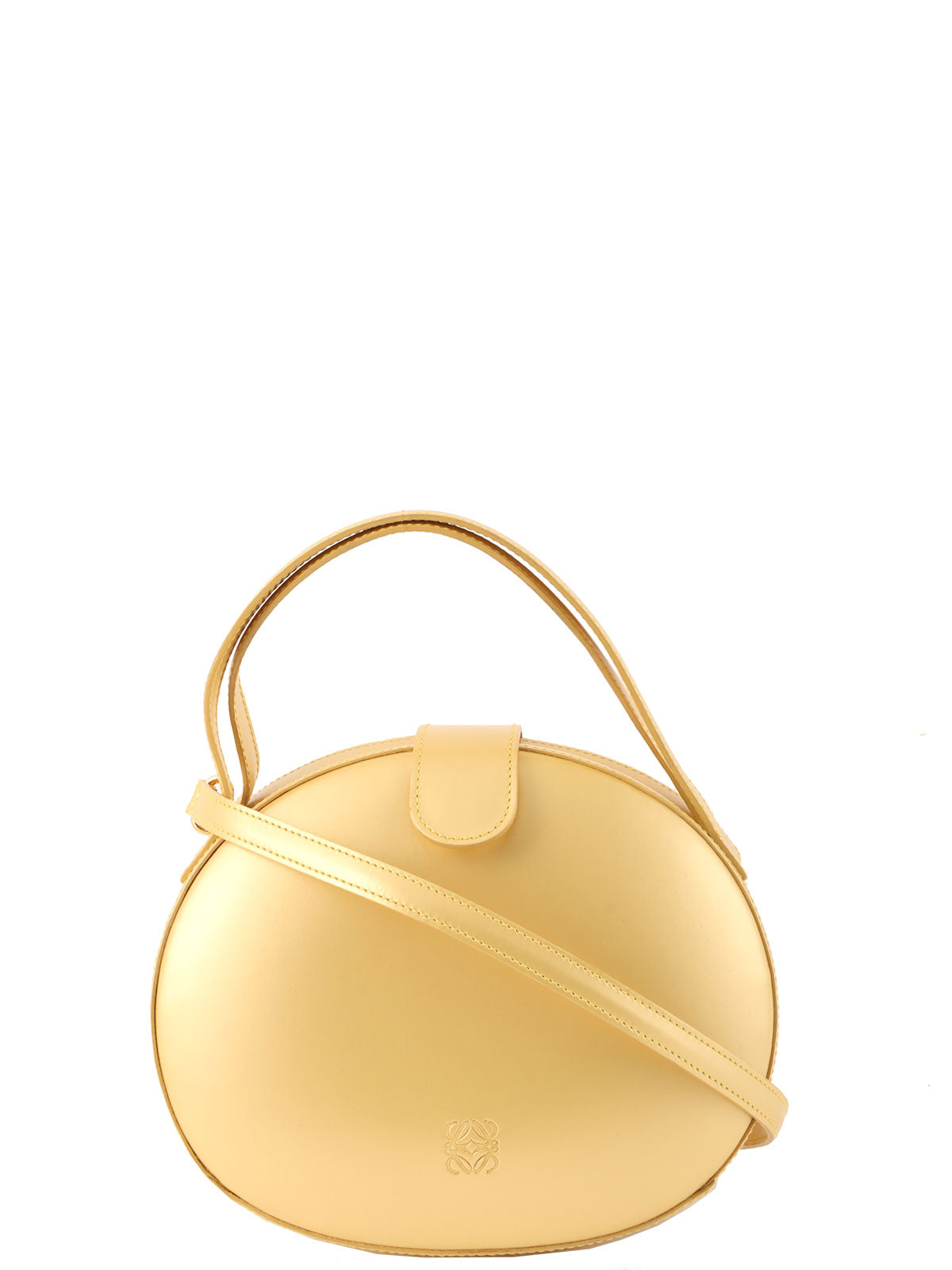 Round Anagram Embossed 2-Way Bag, Gold