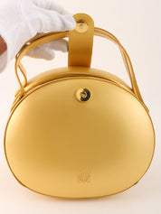 Round Anagram Embossed 2-Way Bag, Gold