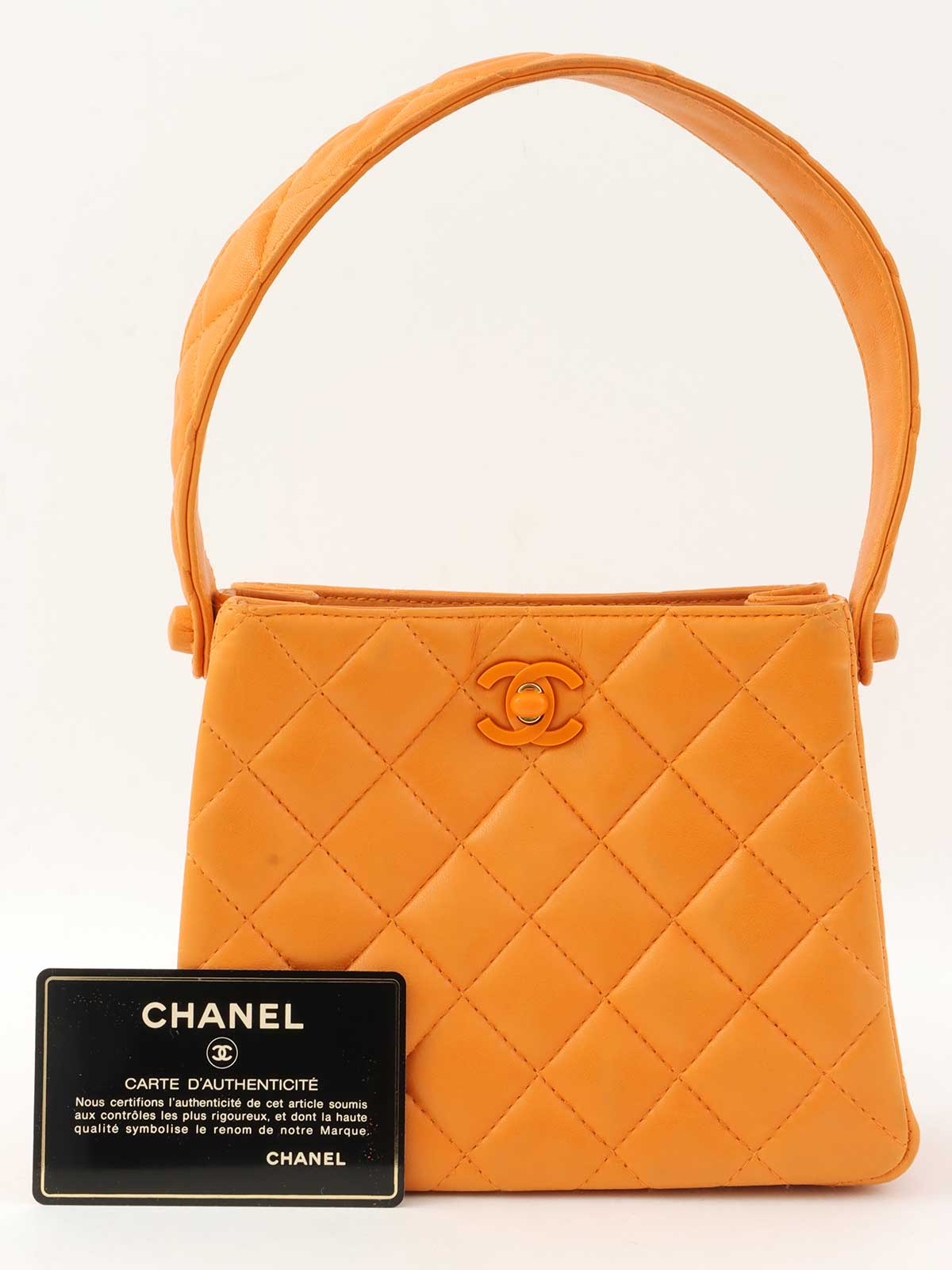 1997 CC Turnlock Handbag Mini Mandarin Orange
