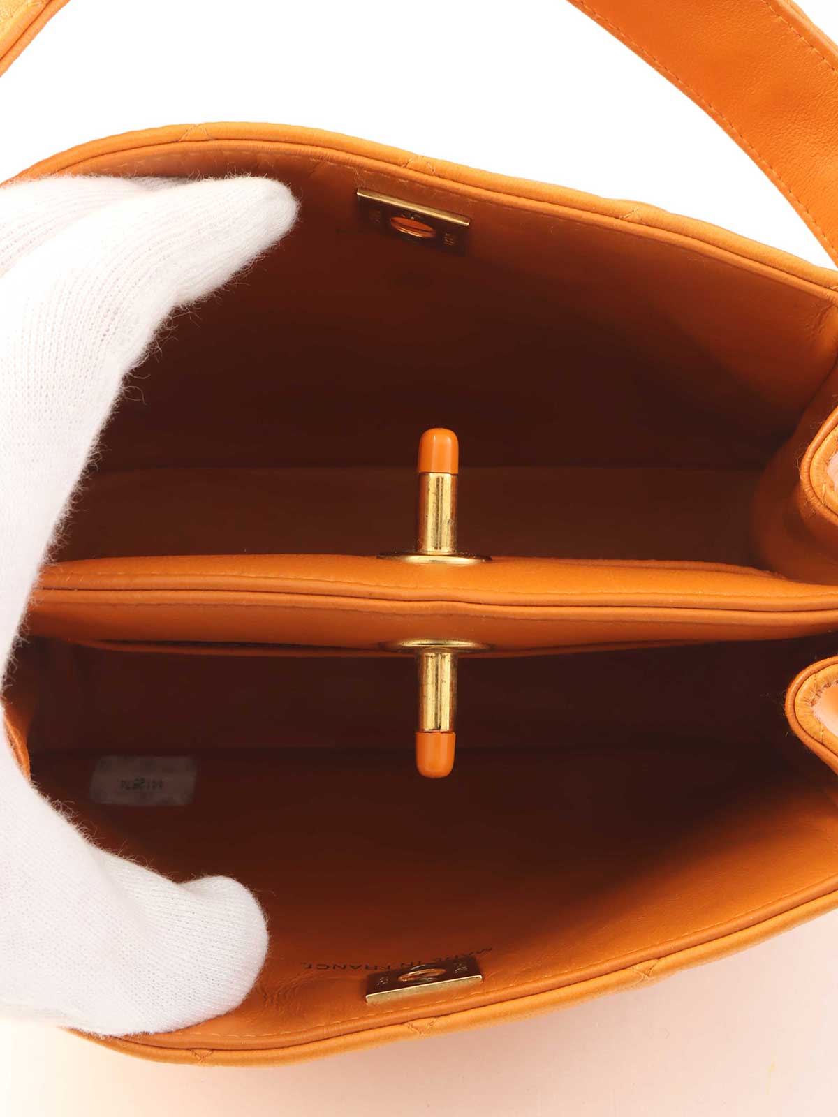 1997 CC Turnlock Handbag Mini Mandarin Orange