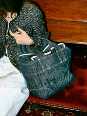 2005年頃製 スパークリングデニムCCマークステッチトートバッグ インディゴ