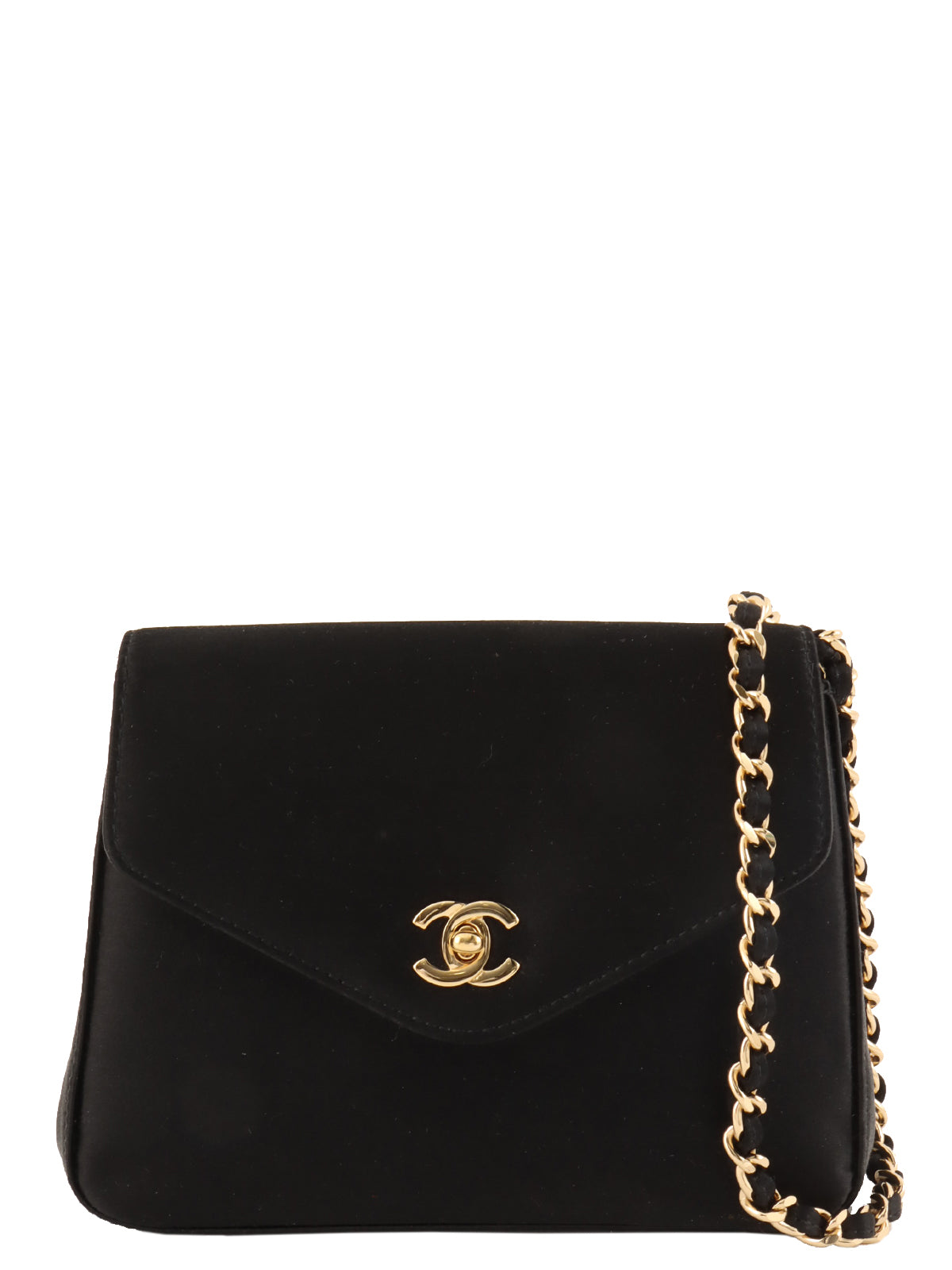 Circa 2000 Satin CC Turnlock Chain Bag Mini Black