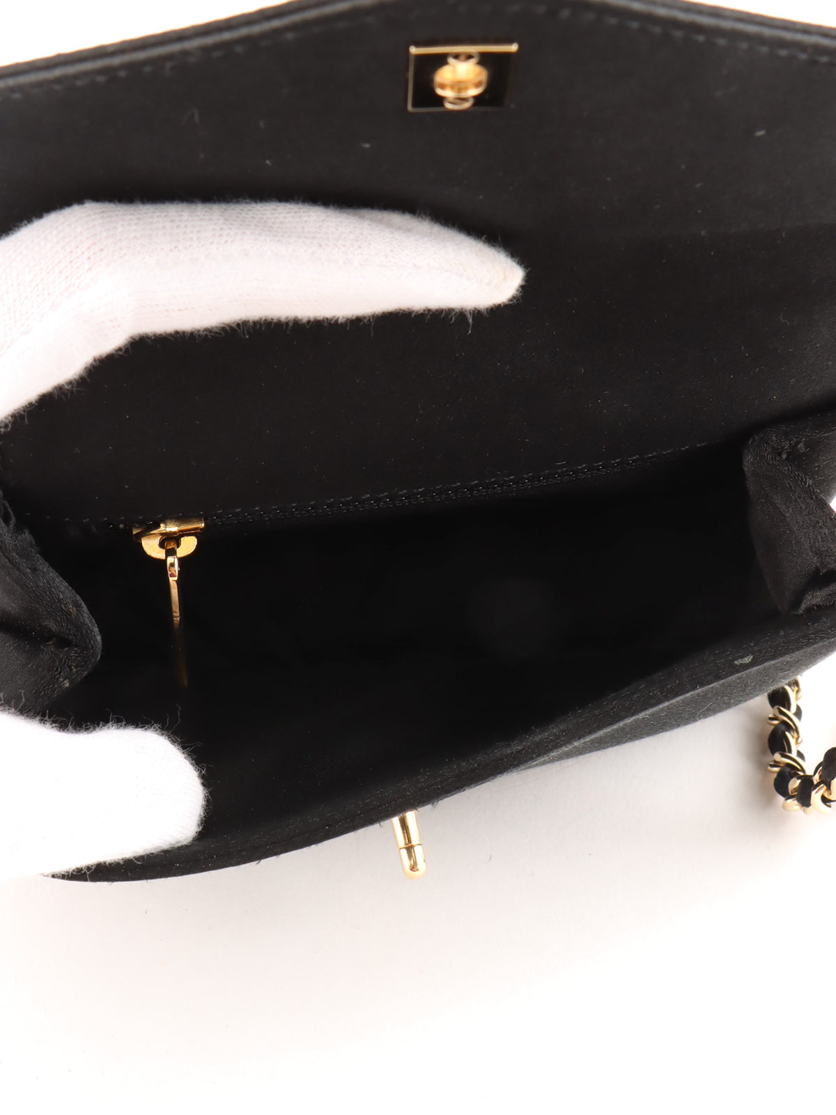 Circa 2000 Satin CC Turnlock Chain Bag Mini Black