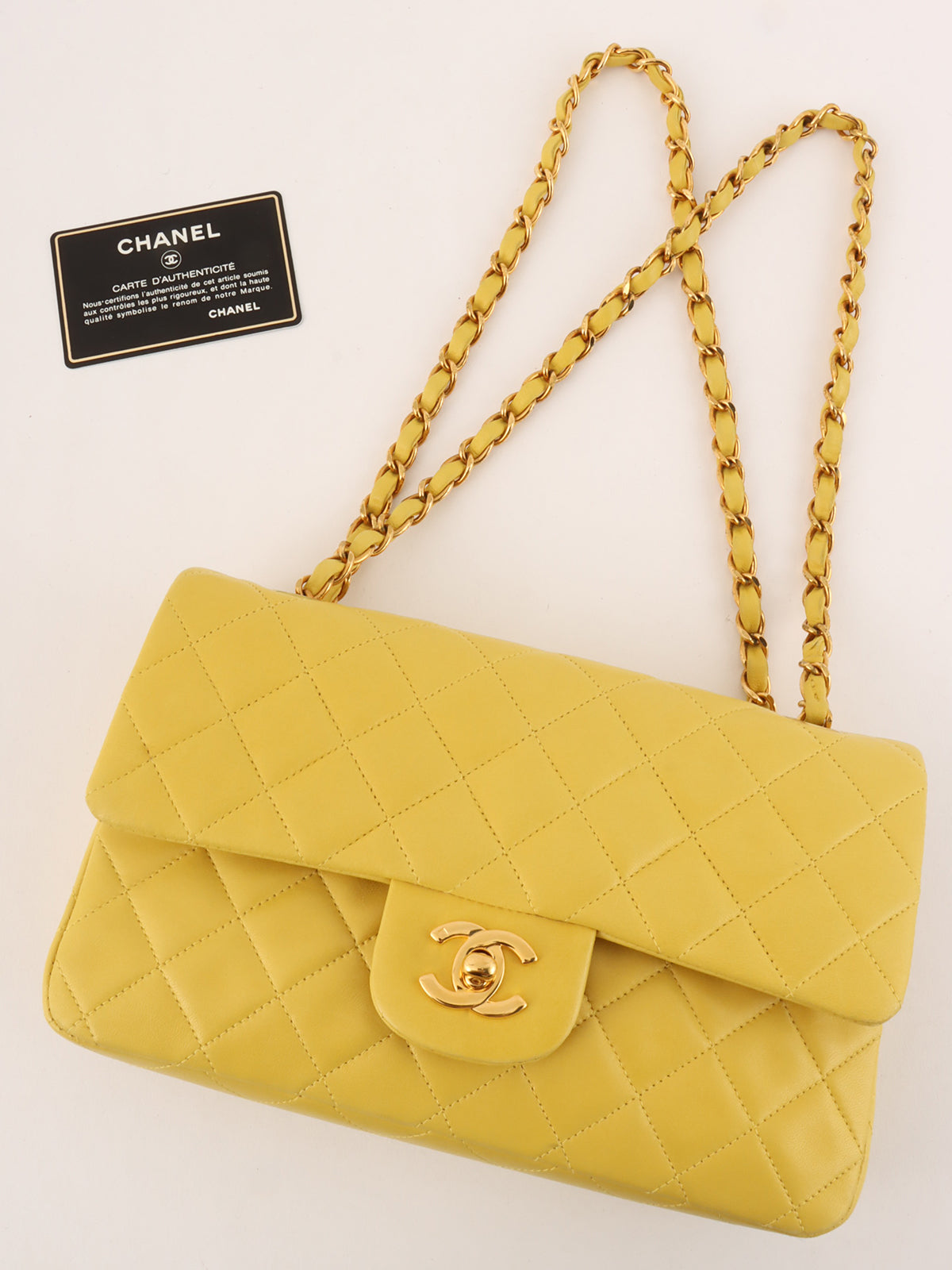1998 Classic Flap Chain Bag, 23cm, Yellow