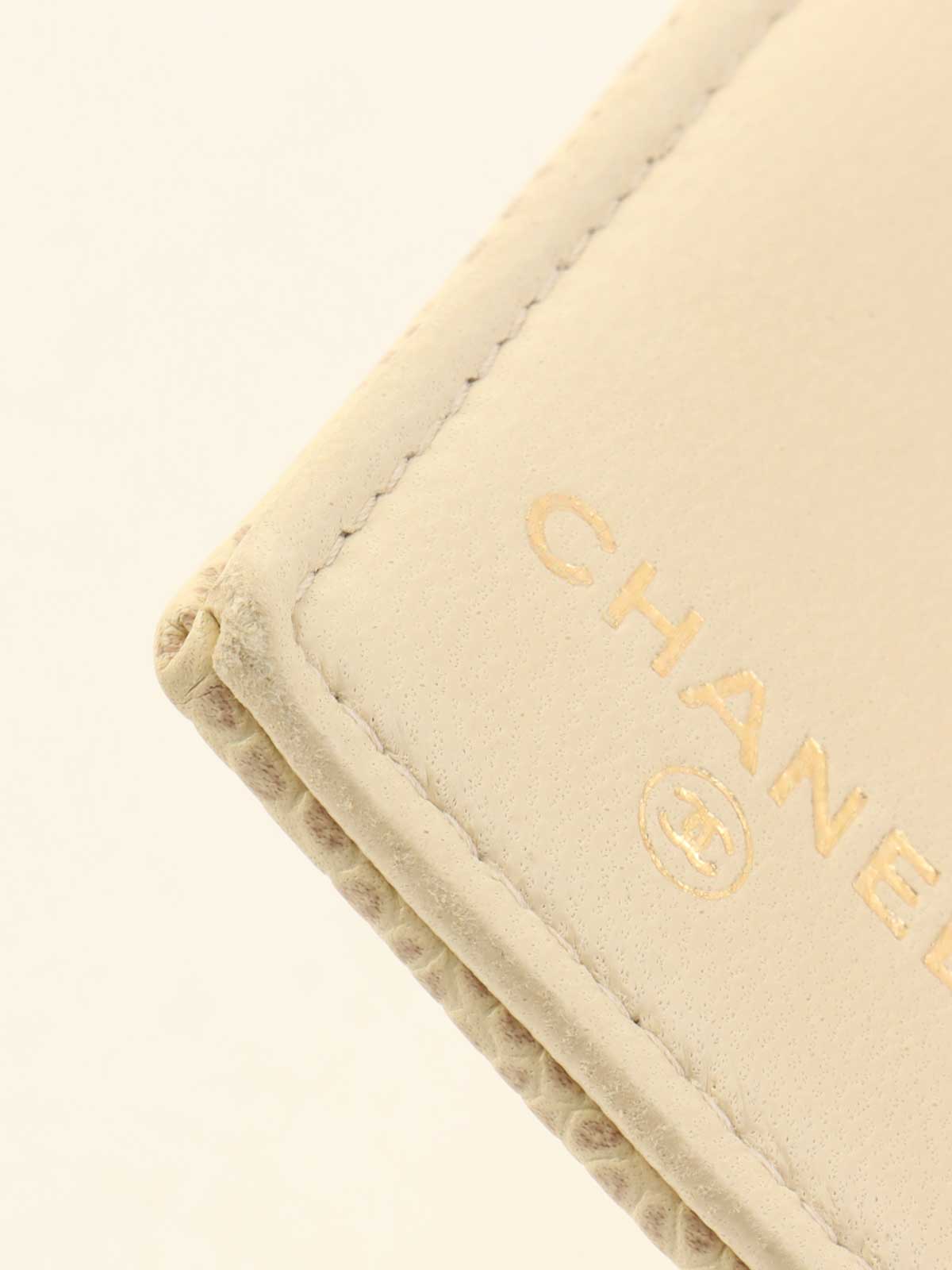 2000年頃製 キャビアスキンCCマークステッチロングウォレット アイボリー