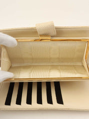 2000年頃製 キャビアスキンCCマークステッチロングウォレット アイボリー