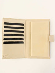 2000年頃製 キャビアスキンCCマークステッチロングウォレット アイボリー