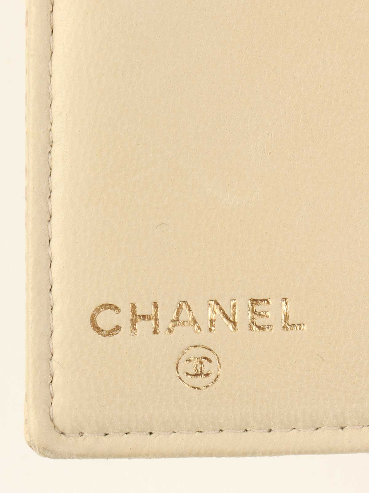 2000年頃製 キャビアスキンCCマークステッチロングウォレット アイボリー