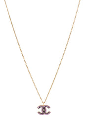 2002年製 ラインストーンCCマークプレートネックレス ゴールド/ブラック/ピンク