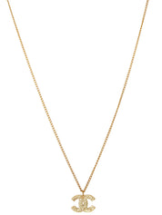 2002年製 ラインストーンCCマークプレートネックレス ゴールド/ブラック/ピンク