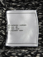 ラインストーンCCマークボタンチェーンデザインニットジャケット　グレー／ホワイト