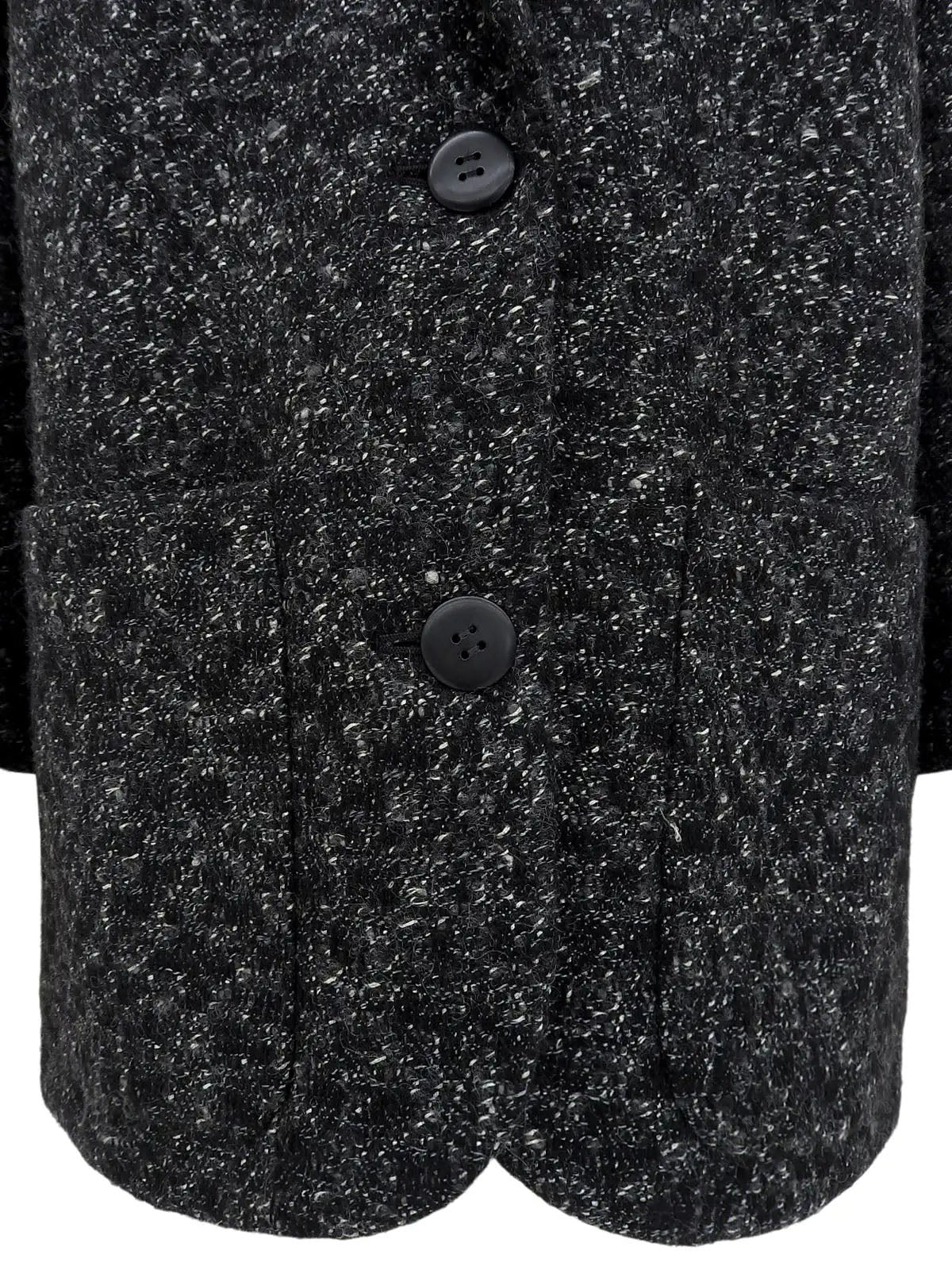 Tweed long jacket in black, gray, and white