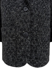 Tweed long jacket in black, gray, and white