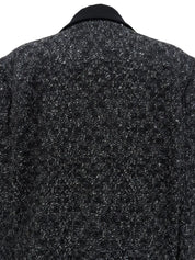 Tweed long jacket in black, gray, and white