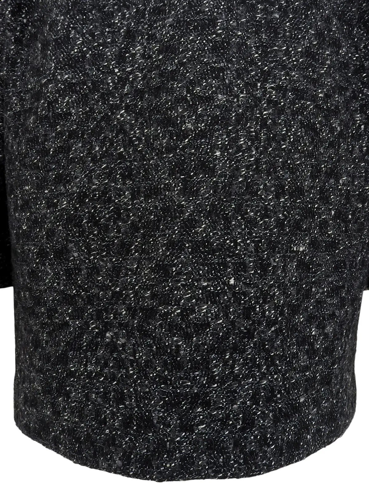 Tweed long jacket in black, gray, and white