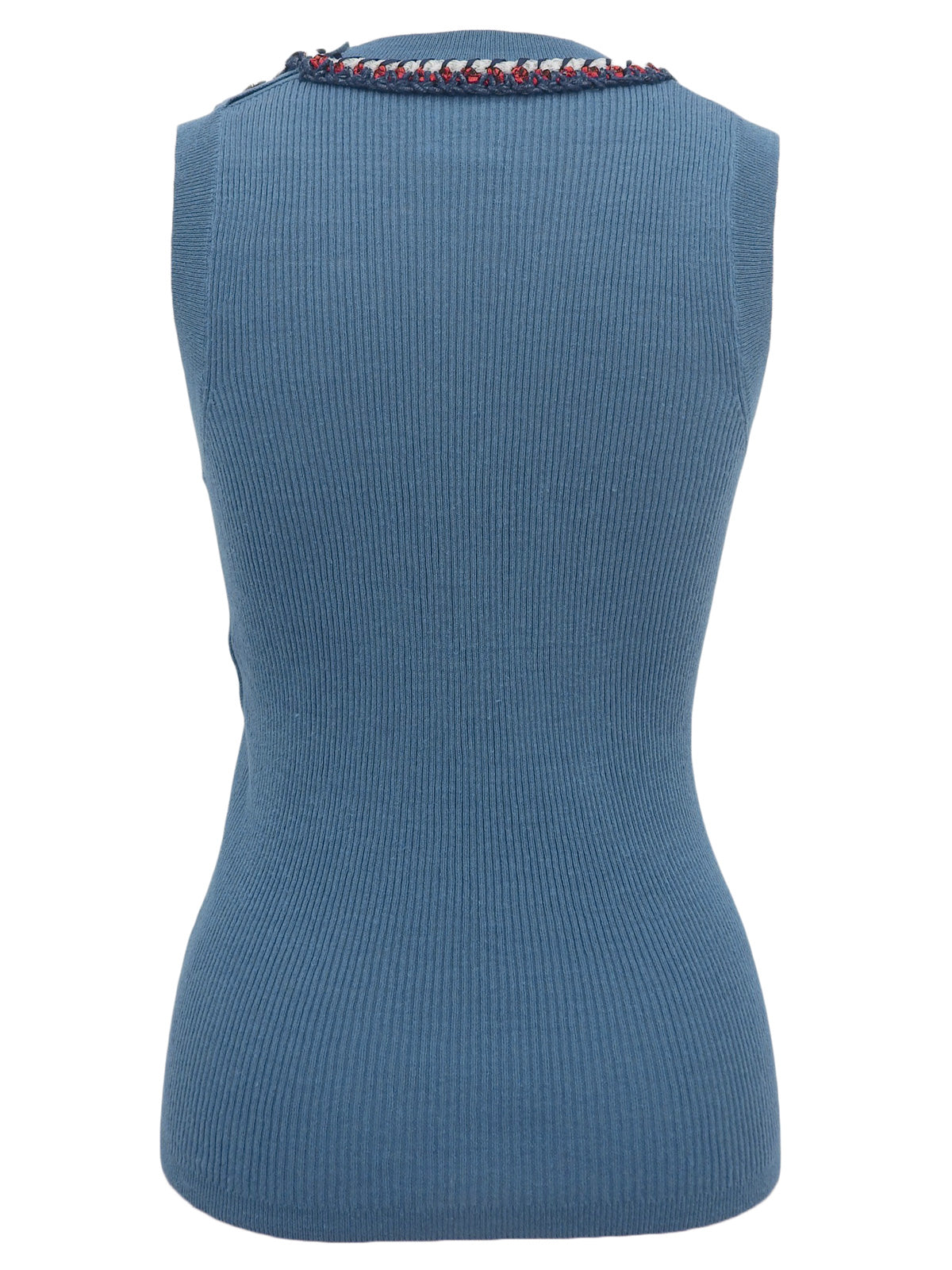 2013 CC mark button sleeveless knit top in blue