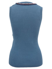 2013 CC mark button sleeveless knit top in blue