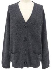 Cashmere logo button cardigan in grey
