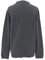 Cashmere logo button cardigan in grey