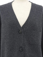 Cashmere logo button cardigan in grey