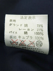 Navy Velour Check Pattern Logo Button Double-Breasted Jacket