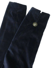 Navy Velour Check Pattern Logo Button Double-Breasted Jacket