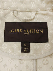 Monogram Pattern Logo Button Trench Coat in Ivory