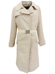 Monogram Pattern Logo Button Trench Coat in Ivory