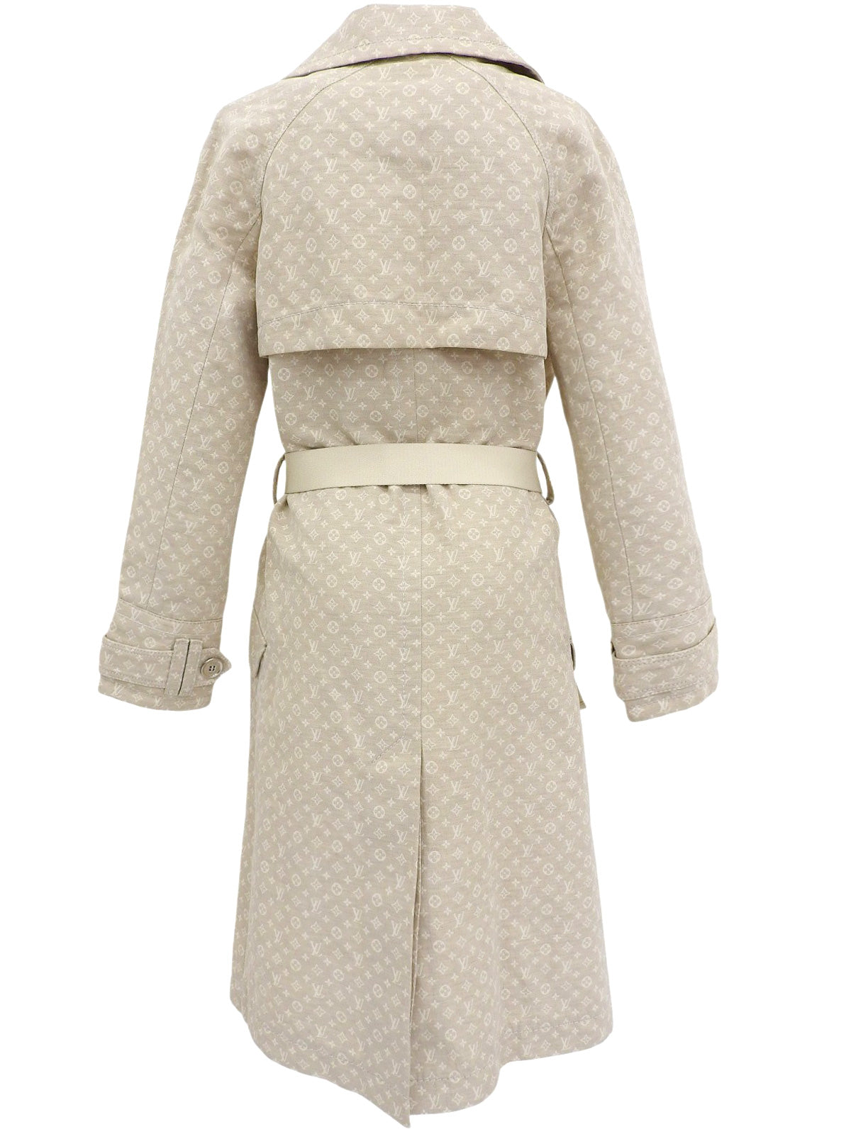 Monogram Pattern Logo Button Trench Coat in Ivory