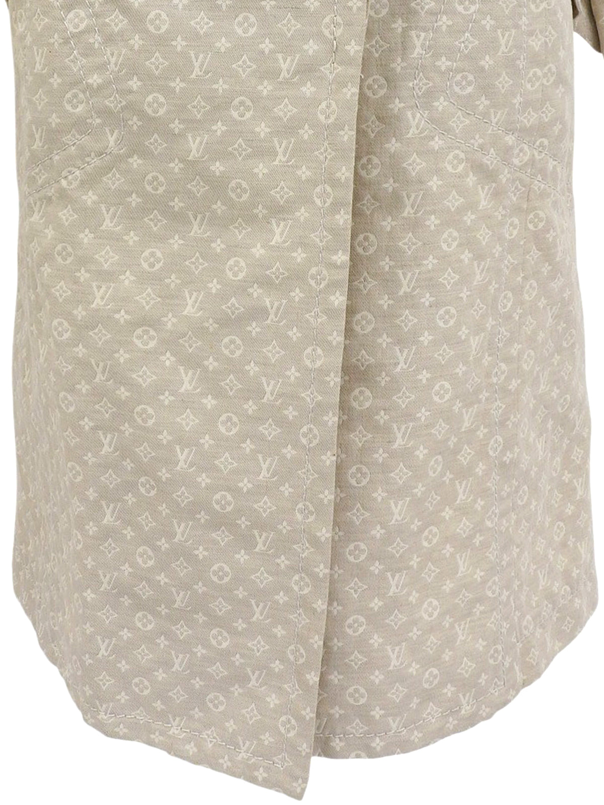 Monogram Pattern Logo Button Trench Coat in Ivory