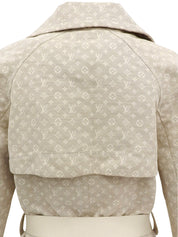 Monogram Pattern Logo Button Trench Coat in Ivory