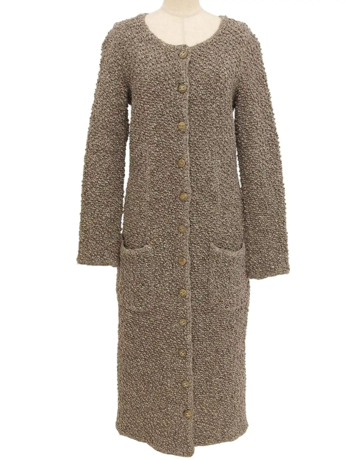 CCマークボタンウールロングコート アイボリー/マルチ