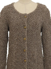 CC Mark Button Wool Long Coat, Ivory/Multi